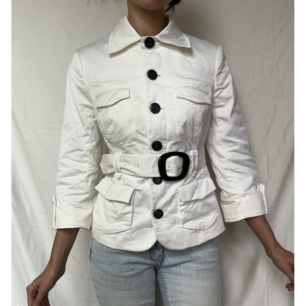 2000s The Limited Contrast Utility Button Jacket Y2K Preppy Office Siren